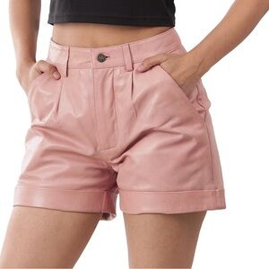 Decrum Women Leather Shorts - Trendy Style Bottoms For Woman |Hollnd Pink, L